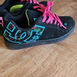 DC Kids' Black Sneakers with Pink and Blue Accents